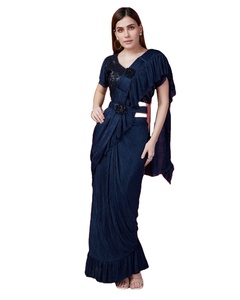 งานปักผ้าไหมซาตินของนักออกแบบล่าสุดพร้อมสวมผ้าสารีโดย Fab Zone - Product Image 2