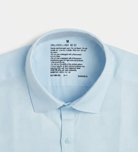 เสื้อเชิ้ตแขนยาวสีฟ้าพาสเทลสำหรับผู้ชาย ยี่ห้อ Enovate ผ้าทอระบายอากาศได้ดี เหมาะสำหรับฤดูร้อน สีเบจ ผ้าลินิน เย็บแบบไร้ตะเข็บ - Product Image 5