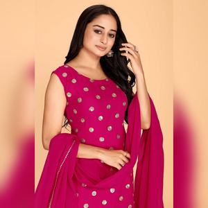 Ensemble Kurti Plazzo Moderne Georgette pour Femme, avec Broderies à Paillettes, pour Été et Hiver, Tenue de Soirée, Vente en Gros Indienne, Pantalon Chine - Product Image 6