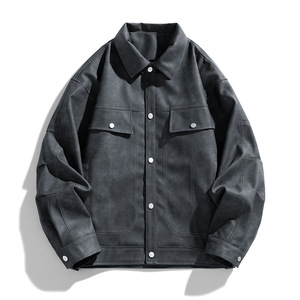 Chaqueta de moto de cuero PU negra para hombre, corte ajustado, cierre frontal con cremallera, estilo urbano, impermeable y resistente al viento, protección de manga larga - Product Image 1