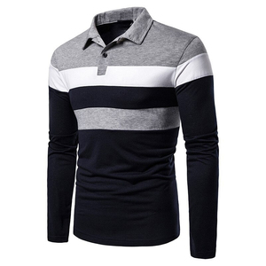 Polo de Manga Larga Transpirable para Hombre, Polo con Bloques de Color, Polo de Punto a Rayas, Estilo Casual, Polo de Manga Larga Regular - Product Image 4