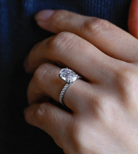 925 Sterling Silver Oval Cut Moissanite Diamond <b>Ring</b> Perfect For Wedding & Anniversary <b>Ring</b> - Product Image 4