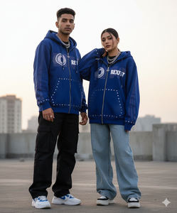 Sudadera con Cremallera de Fabricante Líder, Nuevo Estilo Streetwear, Logotipo Serigrafiado, Pedrería Personalizada, Oversize, Efecto Desgastado por el Sol - Product Image 4