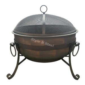 Brasero Gris con Tono Cobre, Pintura Resistente al Calor, Diseño Independiente, para Leña/Carbón, Uso en Exteriores y Barbacoa - Product Image 2