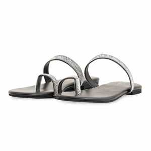 Sandalias formales negras con tacón para mujer FR0562 - Product Image 3