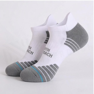 North Approach Ankle <b>Socks</b> White Gray Breathable <b>Running</b> <b>Socks</b> for Adults - Product Image 3