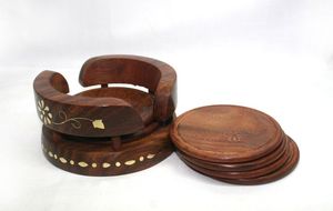 Handmade Wooden <b>Drink</b> Coasters Set Natural Mango Wood Table Coasters for Home Kitchen Bar - Product Image 4