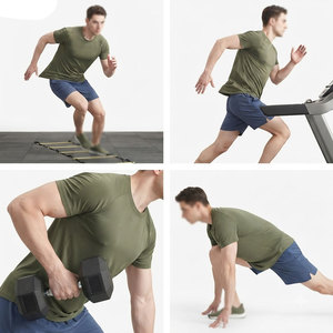 Wholesale Dry Fit Men's T Shirt Breathable Quick Dry <b>Polyester</b> Spandex Round Neck Athletic Exercise Training Fitness Wear <b>Tshirt</b> - Product Image 6