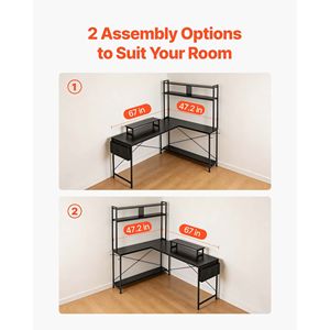 Bureau de jeu en forme de L réversible de 67 pouces avec fonction de massage, table PC moderne avec support pour écran - Product Image 5