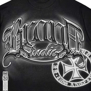 <b>Black</b> Oversized <b>Men's</b> T-Shirt Silver Letter Print Short Sleeve <b>Turtleneck</b> Formal Eco-Friendly Breathable 100% Cotton Jersey - Product Image 4