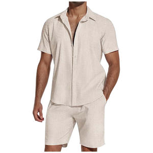 Conjunto de Camisa y Pantalones Cortos para Hombre, 2 en 1, con Logotipo Personalizado 2026, 100% Algodón, Talla Grande, Cuello Clásico, Manga Corta - Product Image 5