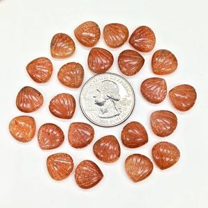 Piedra de Sol Natural en Forma de Concha, Piedra Lunar en Forma de Concha, Cuentas Talladas a Mano, Cuentas de Piedra de Sol Talladas - Product Image 5