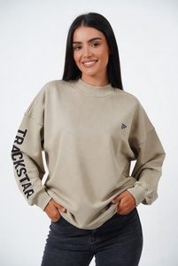 Sweat-shirt noir à col montant TRACKSTAR avec imprimé graphique Green Wing, coupe oversize unisexe, en molleton épais, style streetwear - Product Image 3