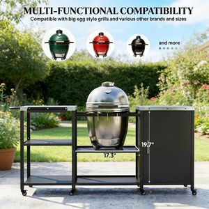 Carrello Bar da Esterno con Tavolo Grill per Accessori BBQ all'Aperto - Product Image 6