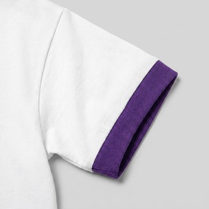 T-shirt blanc pour homme avec imprimé Omega Foil, manches courtes, col rond, coupe classique, décontracté, 100 % coton jersey, bordure contrastante - Product Image 6