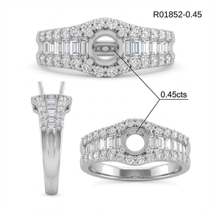 Anillo de Boda y Fiesta para Mujer, de Oro Blanco de 18k, con Diamante Natural Real, Corte Redondo, Montura Clásica con Halo, Brillante y de Alta Calidad - Product Image 6