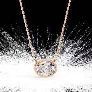 Women's Luxury Bezel Oval <b>Pendant</b> Necklace Chain <b>Gold</b> Rose <b>Gold</b> White <b>Gold</b> Silver Lab Grown Diamonds D E F Color IGI Certified - Product Image 5