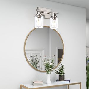 Lámpara de Pared Moderna para Baño E26, Níquel Cepillado con Pantalla de Vidrio Transparente y Espejo, para Iluminación de Cocina - Product Image 2