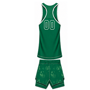 Ensemble de natation vert et blanc, débardeur sans manches dos nageur avec short assorti, maillot de bain léger à séchage rapide pour l'entraînement et la performance - Product Image 2