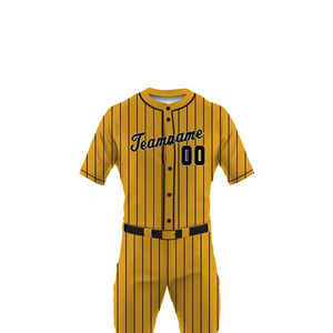 Conjunto de Uniforme de Béisbol Personalizado Unisex con Rayas Amarillas, Impresión Sublimada, Jersey y Pantalones Deportivos de Poliéster Transpirable que Absorbe la Humedad - Product Image 4