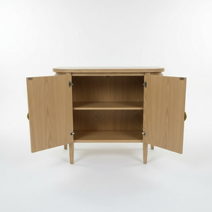 Consola Lateral Curva de Roble Macizo Moderno, Mueble de Almacenamiento Minimalista, Aparador Compacto, Consola Redondeada, Ecológica y Resistente al Agua - Product Image 4