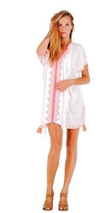 Nouveau Style femmes petite broderie ligne avant brodée manches courtes femmes tunique top - Product Image 3