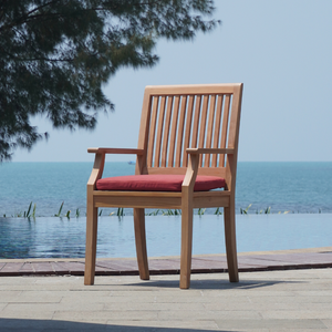 Fauteuil en teck massif au design moderne pour salle à manger, utilisation en extérieur, empilable, design coulissant, finition couleur naturelle, pour maison, hôtel - Product Image 1