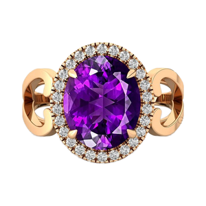 Design Antique Améthyste Naturelle Et Véritable Diamant 0.21 Carat 18k Or Pur Bagues Solitaire Fait Main au Prix de Gros Usine - Product Image 1