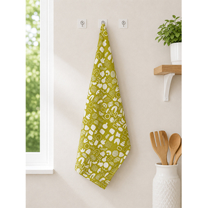 Serviette de cuisine en coton et lin à imprimé floral bleu et blanc |   Essuie-tout décoratif pour la cuisine |   Serviette de toilette réutilisable |   Textile de maison botanique - Product Image 5