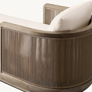 Tumbona Moderna de Teca Gris para Exteriores, con Cojín Suave Impermeable y Reposabrazos de Cuerda Tejida, Tumbona de Lujo para Patio - Product Image 5