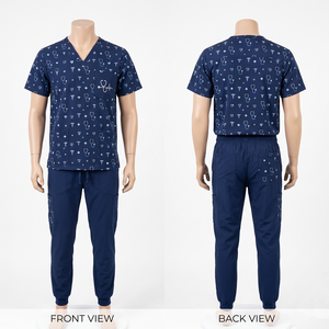 Conjunto de Uniforme Médico para Hombre, Azul Marino, 170 GSM, Polialgodón, Estampado, Personalizado con Bordado, Serigrafía y Transferencia Térmica de Logotipo - Product Image 1