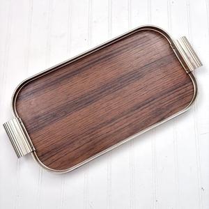 Plateau de rangement et de service rectangulaire haut de gamme avec poignées métalliques élégantes, finition raffinée, parfait pour la décoration de table et les réceptions - Product Image 1