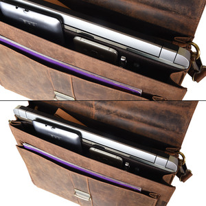 Maletín de Cuero Vintage, Bolsa de Mensajero para Hombre, Bolsa de Oficina para Portátil, Bolso de Mano con Múltiples Compartimentos, Correa para el Hombro, Bolsa de Negocios de 15 Pulgadas - Product Image 2