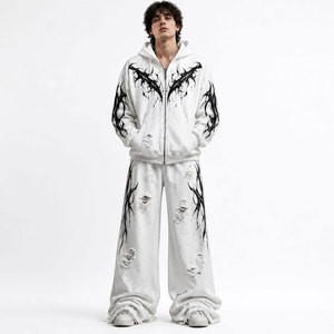 Unisex White Red Eco-Friendly 100% Cotton Reversible Heavyweight Full <b>Zip</b> <b>Hooded</b> Regular Fit Streetwear Winter Wear Side Pockets - Product Image 5