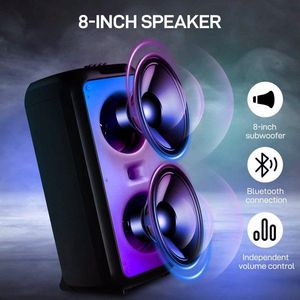 8in แบบพกพาสำหรับบลูทูธ5.0ลำโพงคาราโอเกะไร้สาย tf/usa/aux/fm/tws ไฟดิสโก้ LED สำหรับบ้านและงานปาร์ตี้กลางแจ้ง - Product Image 6