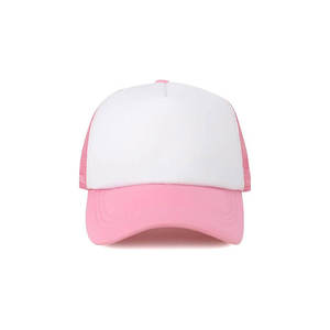 หมวกแก๊ปตาข่ายสีชมพูขาวแบบขายส่ง แผงหน้าโฟมแบบเรียบ ปีกโค้งสีชมพู รับทำโลโก้ตามสั่ง หมวก Snapback ผู้ผลิตจากสหรัฐอเมริกา สหราชอาณาจักร ยุโรป - Product Image 2