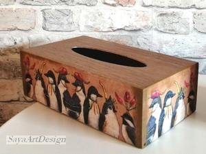 Caja de pañuelos de madera con diseño minimalista y estampado moderno para interiores contemporáneos, estuche mayorista. - Product Image 2