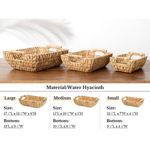 Paniers de rangement décoratifs tissés à l'eau de jacinthe - Product Image 4