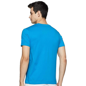 T-shirt rayé à manches courtes pour homme, col rond, coupe classique, haut tricoté décontracté, pantalon bleu et blanc, baskets - Product Image 3