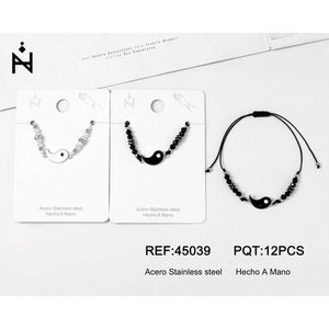 Bracelet perlé Tai Chi en acier inoxydable Yin Yang, bijoux unisexes tendance - Product Image 3