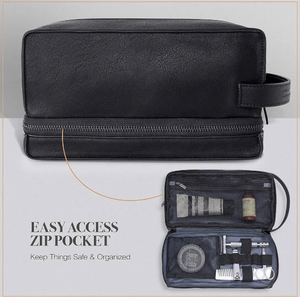 VELANO HIDES Custom Logo Silver Leather Luxury Travel Toiletries <b>Case</b> <b>Organizer</b> Zipper Closure Soft Handle Cosmetic Bag - Product Image 5