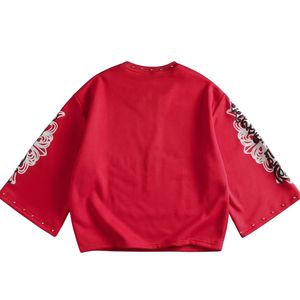 Sweat-shirt graphique ange rouge personnalisé, imprimé chérubin surdimensionné, col clouté, manches larges, style Harajuku Y2K gothique streetwear pour femmes et hommes - Product Image 2