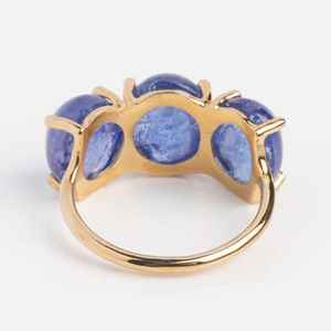 Bague de fiançailles de luxe en tanzanite bleue taille ovale, plaquée or 14 carats, pierre de naissance de juin - Product Image 4