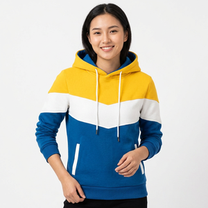 Sudadera con Capucha para Hombre, Diseño Color Block, Corte Regular, Informal, Tejida, Azul, Amarillo, Blanco, Manga Larga, para Otoño - Product Image 5
