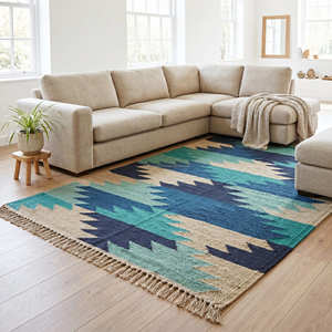Tapis Kilim Réversible Antidérapant en Coton Écologique Moderne Style Désert Naturel pour un Intérieur Biologique, Moderne, Scandinave, Coastal et Minimaliste - Product Image 4