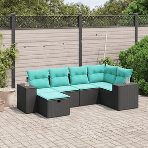 Grand ensemble de canapés de jardin modulaires en polyrotin noir, meubles d'extérieur modulaires élégants - Product Image 1