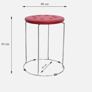 Taburete Redondo Rojo Moderno con Estructura de Acero Inoxidable para Cocina, Uso Interior, Mueble Decorativo Resistente - Product Image 2