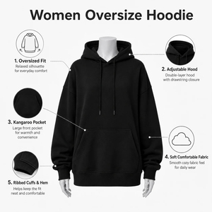 Contemporary <b>Women</b> Oversize <b>Hoodie</b> With A <b>Soft</b> Feel And Loose Silhouette Offering Effortless Comfort For Travel Leisure - Product Image 6
