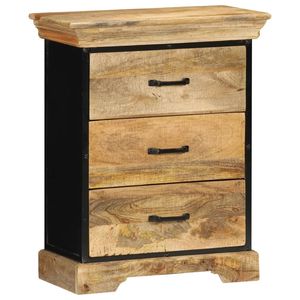 Commode en bois naturel avec accents en fer noir, ensemble de commodes - Product Image 1