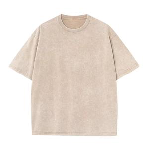 T-shirt pour homme en polyester/coton, délavé à l'acide, avec logo brodé sur le devant, OEM, jersey décontracté, designs personnalisés, haute qualité, respirant et uni - Product Image 2